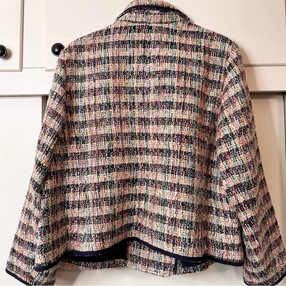 Talbots sz 16 W Café Tweed Jacket,pastel pink tweed & sharp black trim - Picture 4 of 4